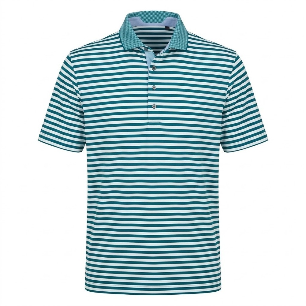 Greyson Mens XL Blue White Striped Short Sleeve Golf Polo Shirt Wolf